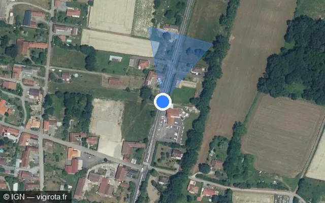 Vue satellite de l'emplacement du radar tourelle à Escondeaux