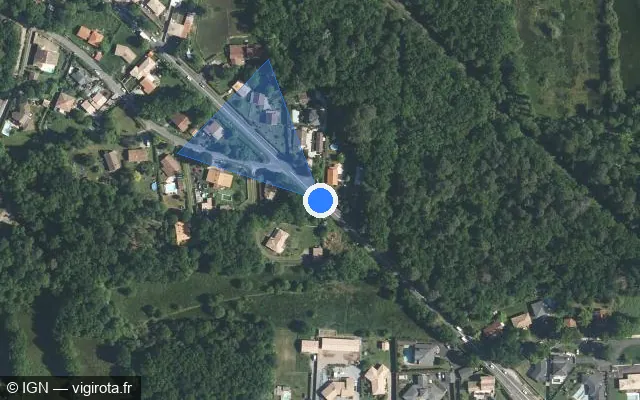 Vue satellite de l'emplacement du radar tourelle à Biganos