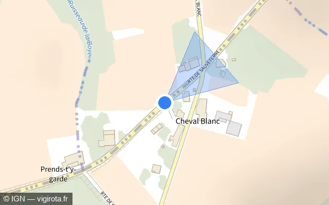 Vue plan de l'emplacement du radar tourelle à Mourens