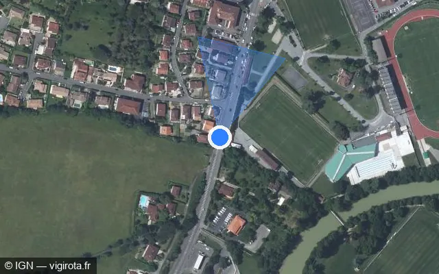 Vue satellite de l'emplacement du radar tourelle à Pavie