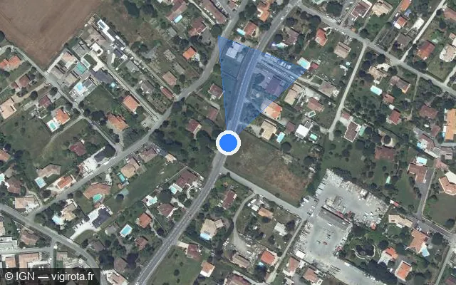 Vue satellite de l'emplacement du radar tourelle à Cugnaux