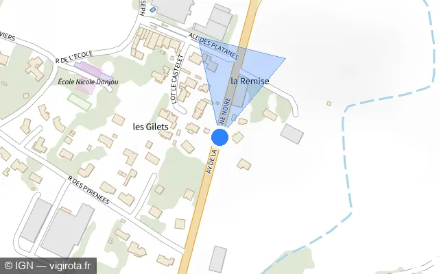 Vue plan de l'emplacement du radar tourelle à Peyrens