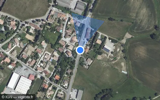 Vue satellite de l'emplacement du radar tourelle à Peyrens