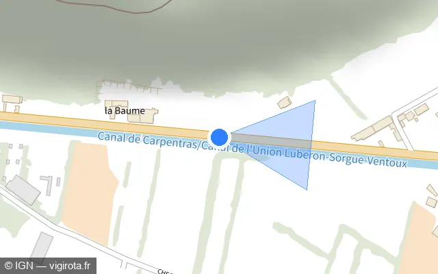 Vue plan de l'emplacement du radar tourelle à Mérindol