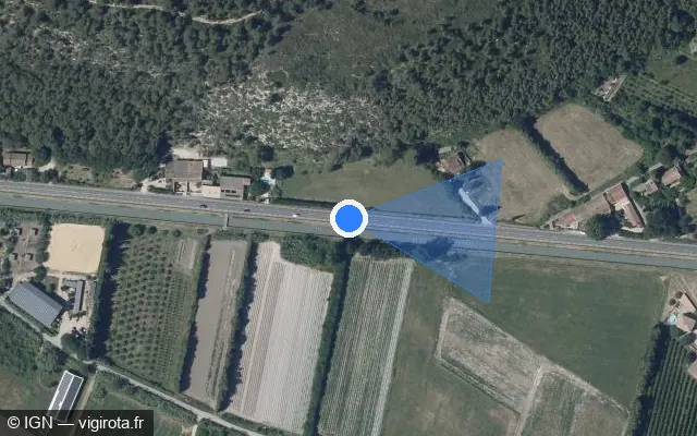 Vue satellite de l'emplacement du radar tourelle à Mérindol