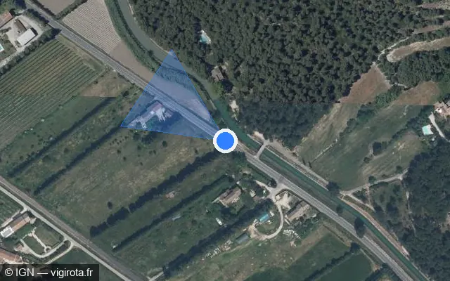 Vue satellite de l'emplacement du radar tourelle à Cheval-Blanc