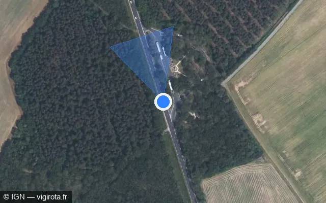 Vue satellite de l'emplacement du radar tourelle à Guesnes