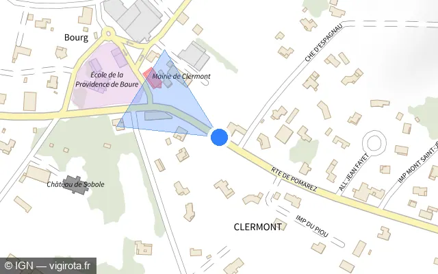 Vue plan de l'emplacement du radar tourelle à Clermont