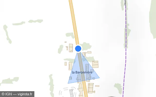 Vue plan de l'emplacement du radar tourelle à Jayat