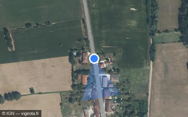 Vue satellite de l'emplacement du radar tourelle à Jayat