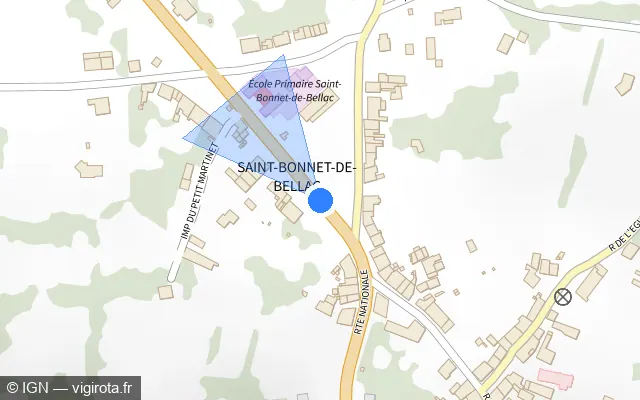 Vue plan de l'emplacement du radar tourelle à Saint-Bonnet-de-Bellac
