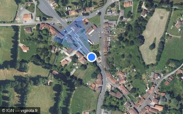 Vue satellite de l'emplacement du radar tourelle à Saint-Bonnet-de-Bellac