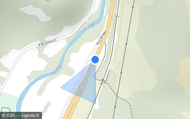 Vue plan de l'emplacement du radar tourelle à Mérens-les-Vals