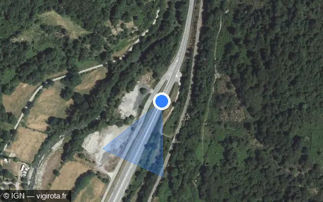 Vue satellite de l'emplacement du radar tourelle à Mérens-les-Vals