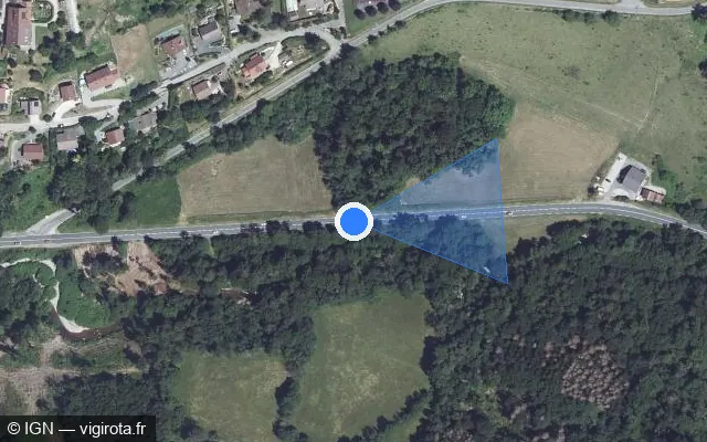 Vue satellite de l'emplacement du radar tourelle à Fillinges