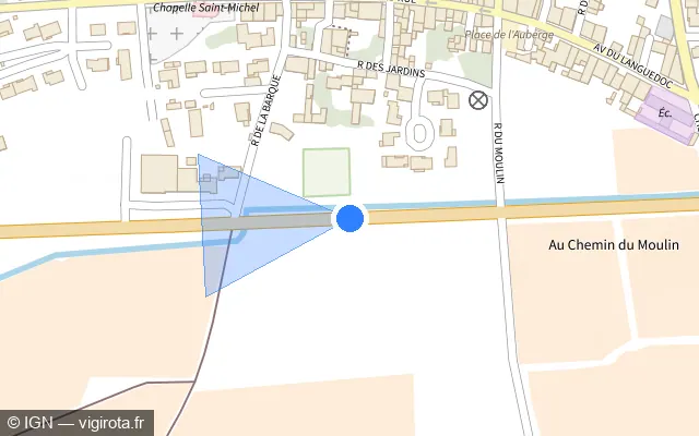 Vue plan de l'emplacement du radar tourelle à Homps