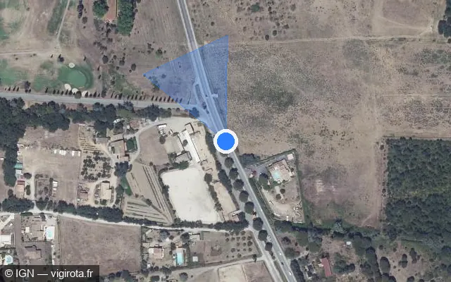 Vue satellite de l'emplacement du radar tourelle à Roquebrune-sur-Argens