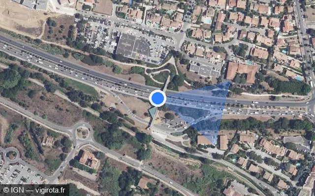 Vue satellite de l'emplacement du radar fixe à Carqueiranne