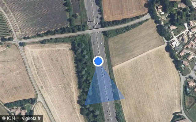 Vue satellite de l'emplacement du radar fixe à Saint-Marcel-lès-Sauzet