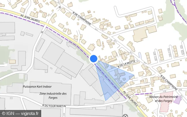 Vue plan de l'emplacement du radar urbain à Arbouans