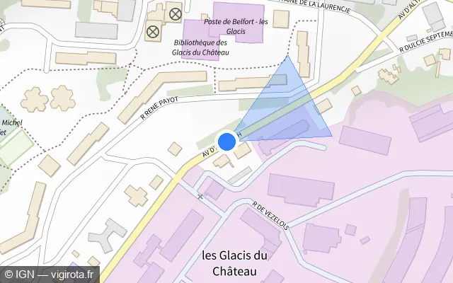 Vue plan de l'emplacement du radar urbain à Pérouse