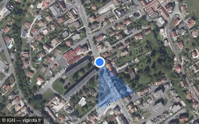 Vue satellite de l'emplacement du radar urbain à Audincourt