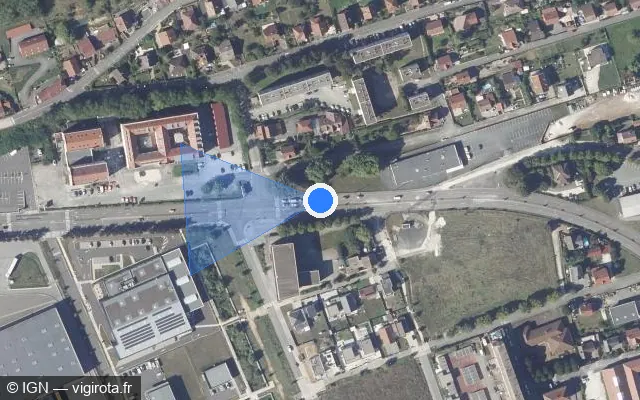 Vue satellite de l'emplacement du radar urbain à Sochaux