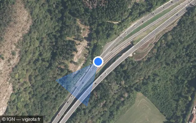 Vue satellite de l'emplacement du radar fixe à Les Neyrolles