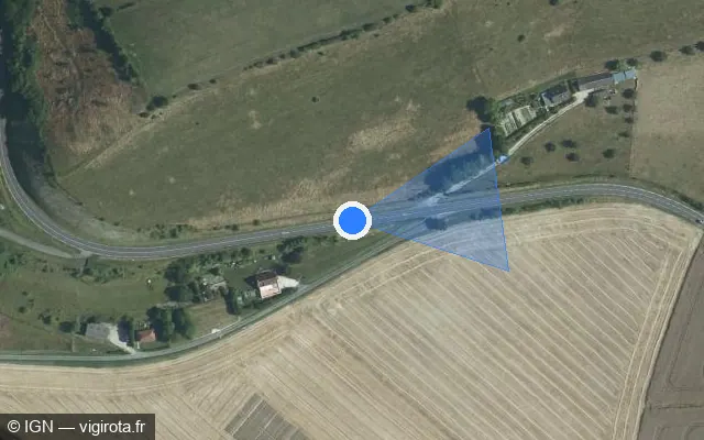 Vue satellite de l'emplacement du radar fixe à Neufchâtel-en-Bray