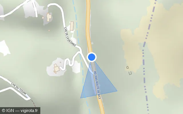 Vue plan de l'emplacement du radar fixe à Roquefort-les-Pins