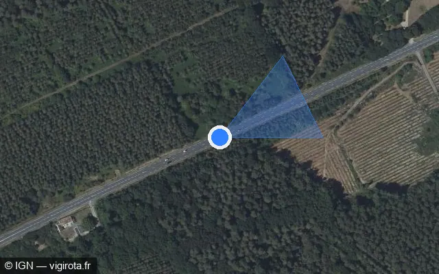 Vue satellite de l'emplacement du radar fixe à Saint-Jean-du-Bois