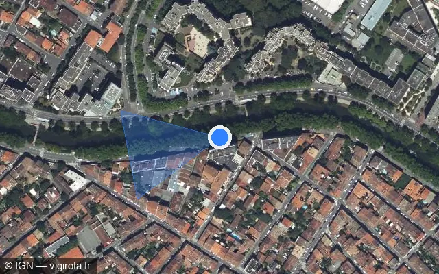 Vue satellite de l'emplacement du radar urbain à Toulouse