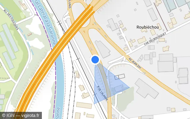 Vue plan de l'emplacement du radar urbain à Aucamville