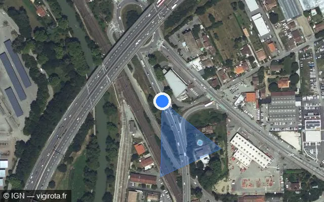 Vue satellite de l'emplacement du radar urbain à Aucamville