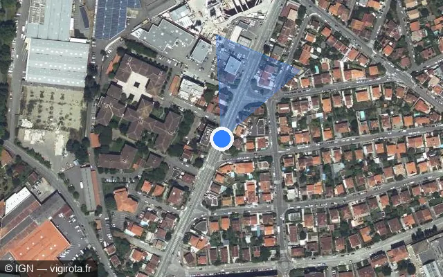 Vue satellite de l'emplacement du radar urbain à Toulouse