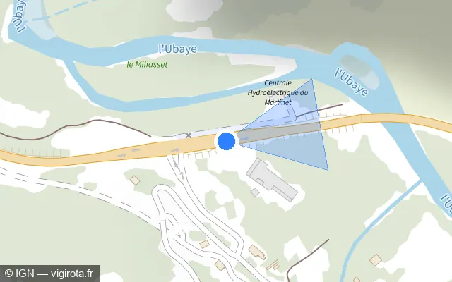 Vue plan de l'emplacement du radar fixe à Méolans-Revel