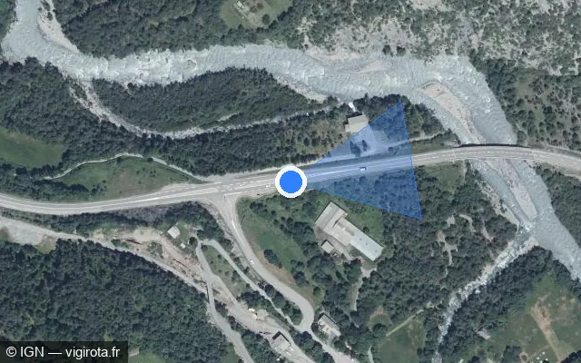 Vue satellite de l'emplacement du radar fixe à Méolans-Revel