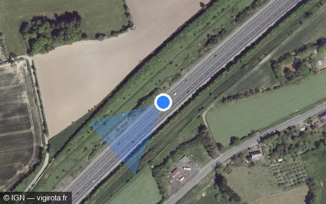 Vue satellite de l'emplacement du radar fixe à Beuvrigny