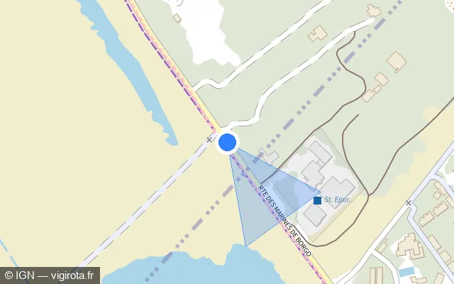 Vue plan de l'emplacement du radar fixe à Biguglia