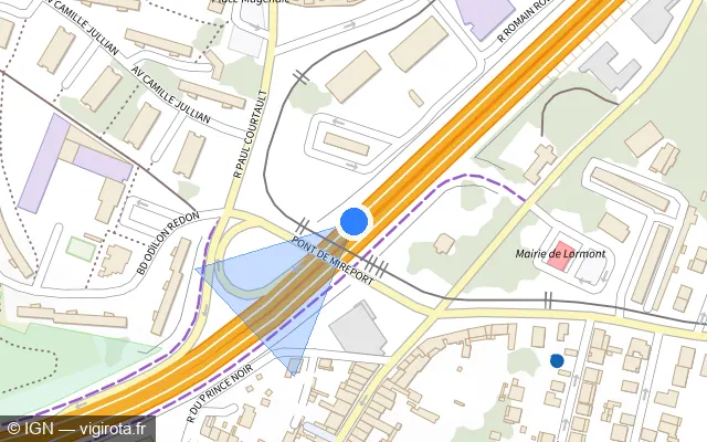 Vue plan de l'emplacement du radar fixe à Lormont
