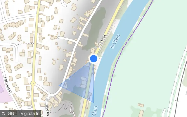 Vue plan de l'emplacement du radar fixe à Buxerolles
