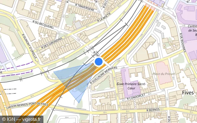 Vue plan de l'emplacement du radar fixe à Mons-en-Barœul