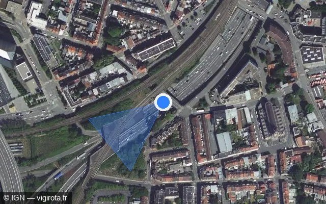 Vue satellite de l'emplacement du radar fixe à Mons-en-Barœul
