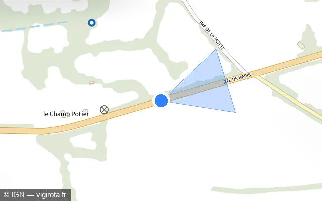 Vue plan de l'emplacement du radar fixe à Champ-Haut