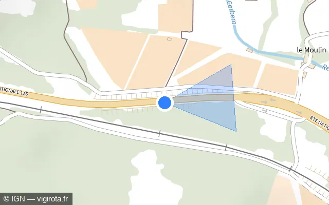 Vue plan de l'emplacement du radar fixe à Rodès
