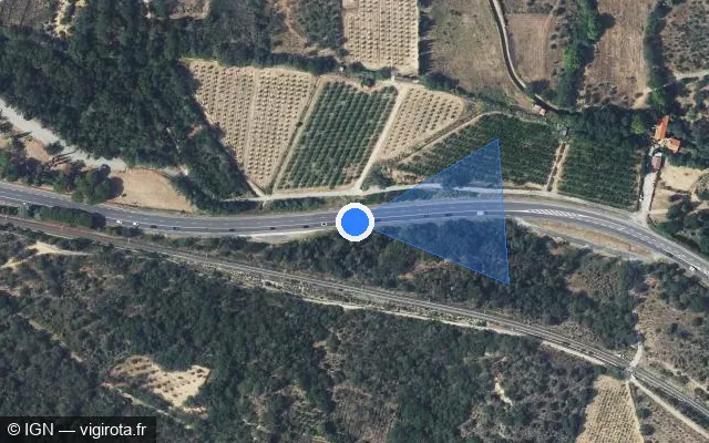 Vue satellite de l'emplacement du radar fixe à Rodès