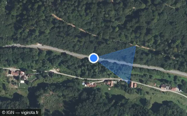 Vue satellite de l'emplacement du radar fixe à Niederbronn-les-Bains