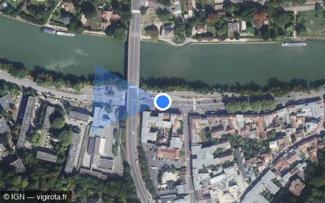 Vue satellite de l'emplacement du radar fixe à Bougival