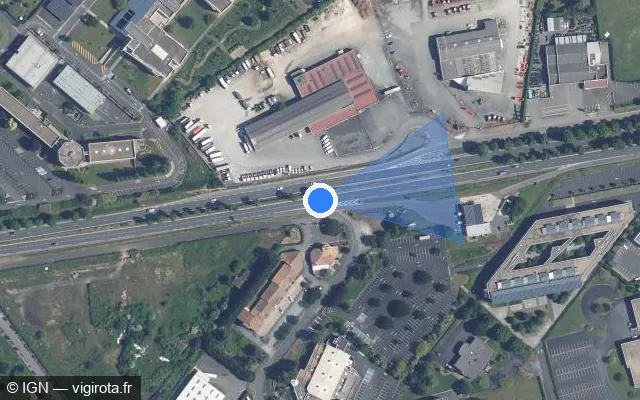 Vue satellite de l'emplacement du radar fixe à Chauray