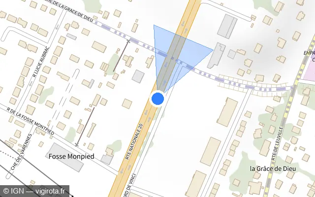 Vue plan de l'emplacement du radar fixe à Leuville-sur-Orge